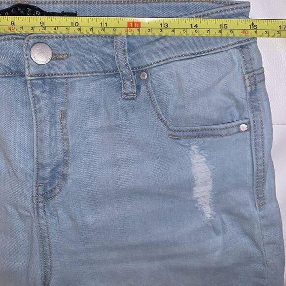 Tinseltown Denim Couture High Rise Distressed Light Wash Women’s Shorts Size 9 - Picture 3 of 13